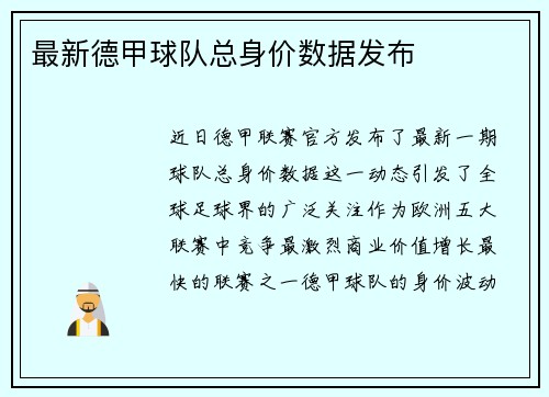 最新德甲球队总身价数据发布