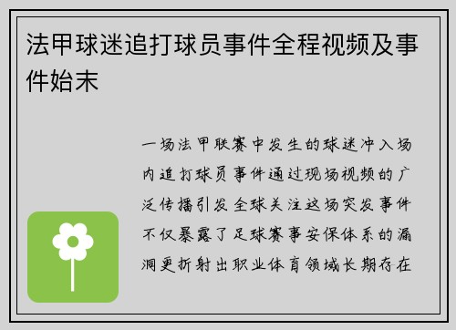 法甲球迷追打球员事件全程视频及事件始末